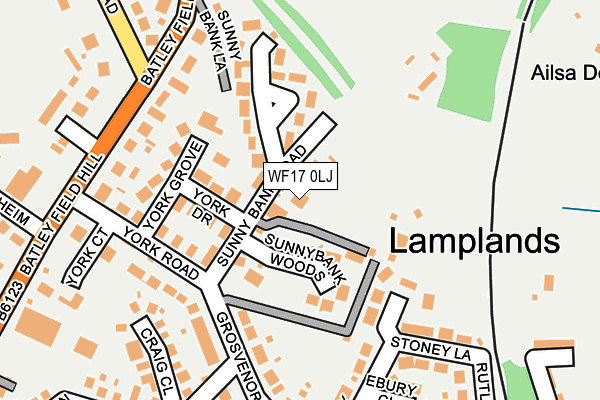 WF17 0LJ map - OS OpenMap – Local (Ordnance Survey)