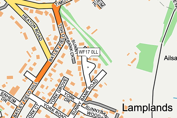 WF17 0LL map - OS OpenMap – Local (Ordnance Survey)