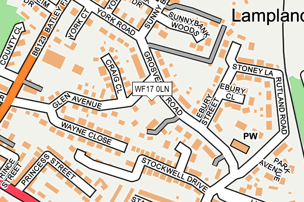 WF17 0LN map - OS OpenMap – Local (Ordnance Survey)