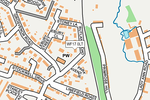WF17 0LT map - OS OpenMap – Local (Ordnance Survey)