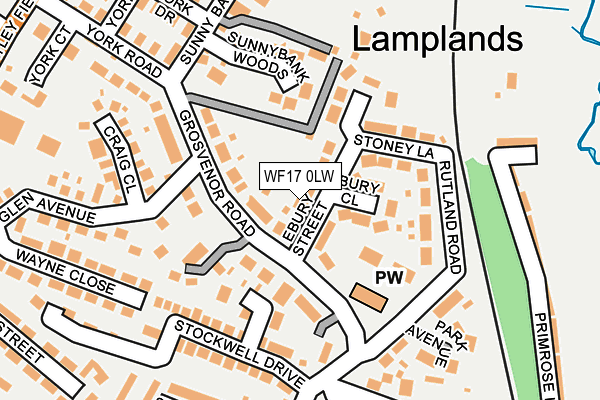 WF17 0LW map - OS OpenMap – Local (Ordnance Survey)