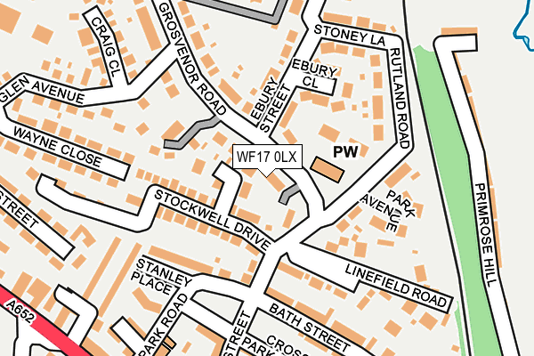 WF17 0LX map - OS OpenMap – Local (Ordnance Survey)