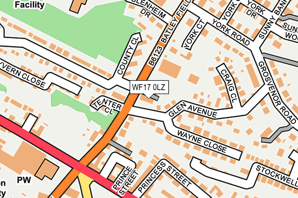 WF17 0LZ map - OS OpenMap – Local (Ordnance Survey)