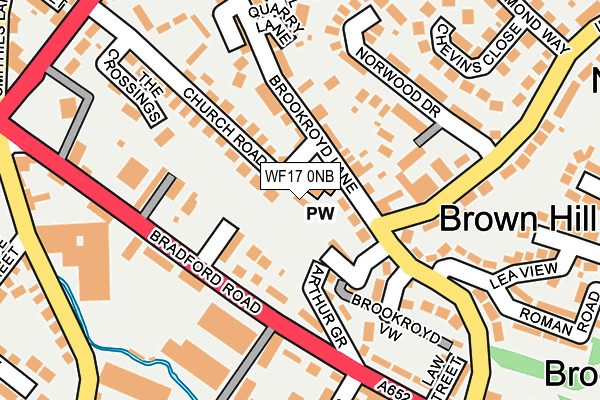 WF17 0NB map - OS OpenMap – Local (Ordnance Survey)