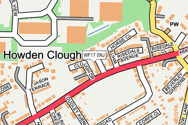WF17 0NJ map - OS OpenMap – Local (Ordnance Survey)