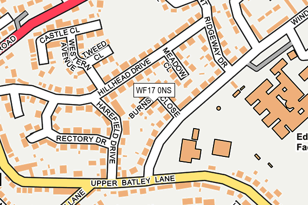 WF17 0NS map - OS OpenMap – Local (Ordnance Survey)