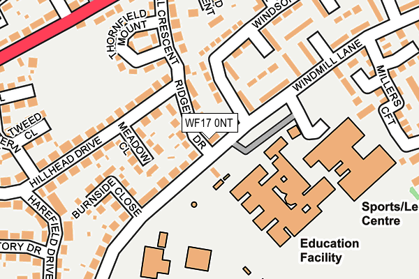 WF17 0NT map - OS OpenMap – Local (Ordnance Survey)