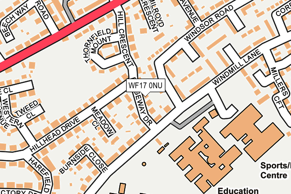 WF17 0NU map - OS OpenMap – Local (Ordnance Survey)