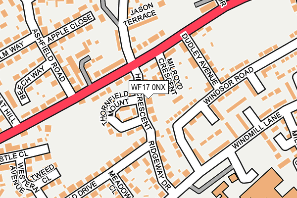 WF17 0NX map - OS OpenMap – Local (Ordnance Survey)