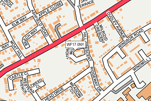 WF17 0NY map - OS OpenMap – Local (Ordnance Survey)