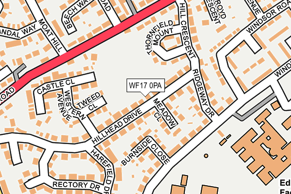 WF17 0PA map - OS OpenMap – Local (Ordnance Survey)