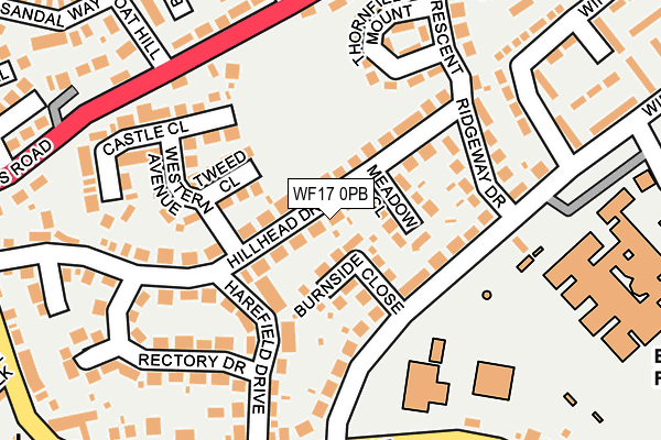 WF17 0PB map - OS OpenMap – Local (Ordnance Survey)
