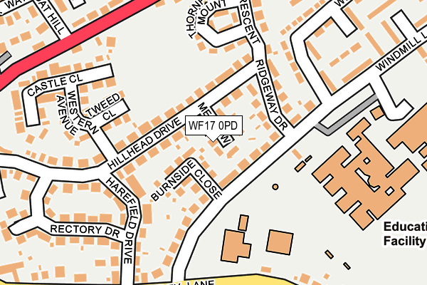 WF17 0PD map - OS OpenMap – Local (Ordnance Survey)