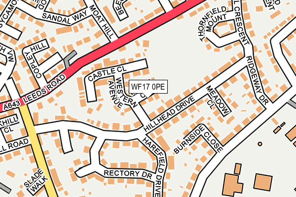 WF17 0PE map - OS OpenMap – Local (Ordnance Survey)