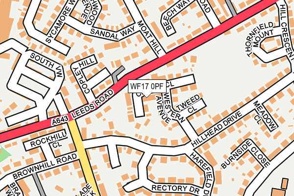 WF17 0PF map - OS OpenMap – Local (Ordnance Survey)