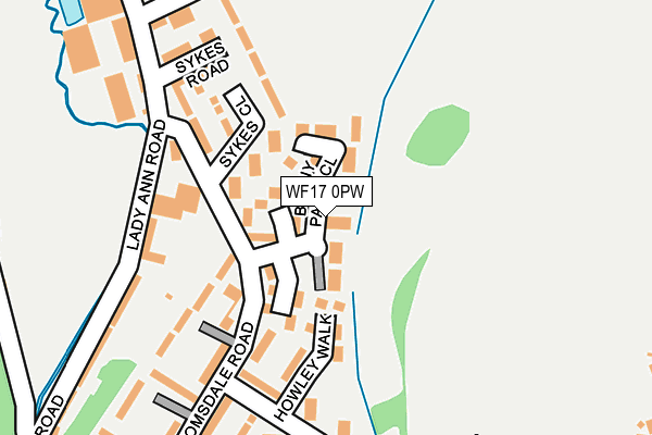 WF17 0PW map - OS OpenMap – Local (Ordnance Survey)