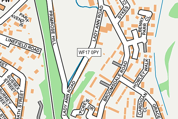 WF17 0PY map - OS OpenMap – Local (Ordnance Survey)