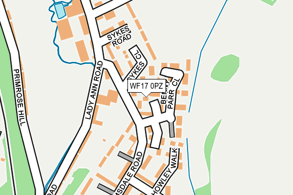 WF17 0PZ map - OS OpenMap – Local (Ordnance Survey)