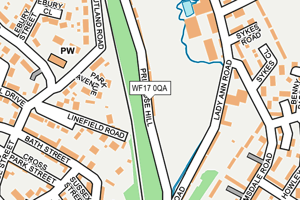 WF17 0QA map - OS OpenMap – Local (Ordnance Survey)