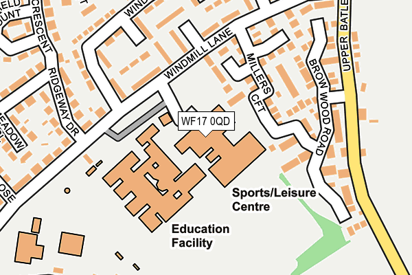 WF17 0QD map - OS OpenMap – Local (Ordnance Survey)