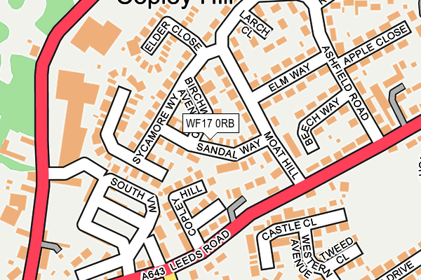 WF17 0RB map - OS OpenMap – Local (Ordnance Survey)