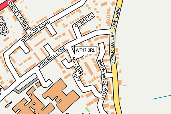 WF17 0RL map - OS OpenMap – Local (Ordnance Survey)