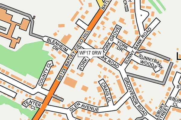 WF17 0RW map - OS OpenMap – Local (Ordnance Survey)
