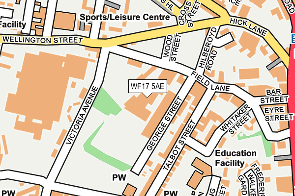 WF17 5AE map - OS OpenMap – Local (Ordnance Survey)