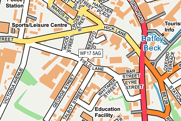 WF17 5AG map - OS OpenMap – Local (Ordnance Survey)