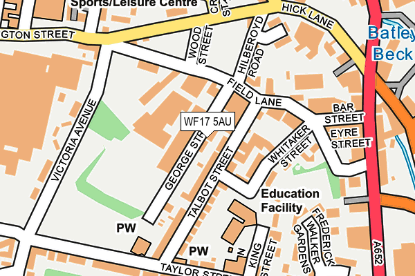 WF17 5AU map - OS OpenMap – Local (Ordnance Survey)