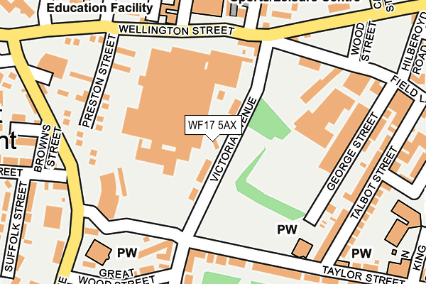 WF17 5AX map - OS OpenMap – Local (Ordnance Survey)
