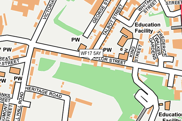 WF17 5AY map - OS OpenMap – Local (Ordnance Survey)