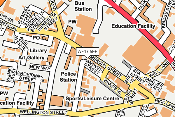 WF17 5EF map - OS OpenMap – Local (Ordnance Survey)