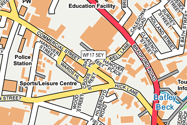 WF17 5EY map - OS OpenMap – Local (Ordnance Survey)