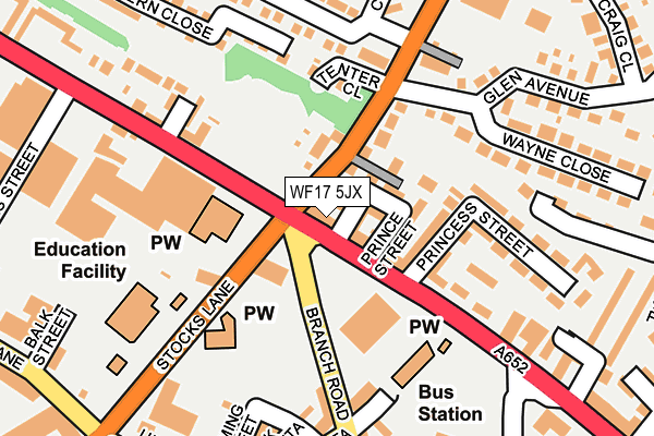 WF17 5JX map - OS OpenMap – Local (Ordnance Survey)