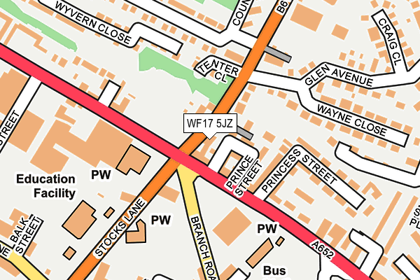 WF17 5JZ map - OS OpenMap – Local (Ordnance Survey)