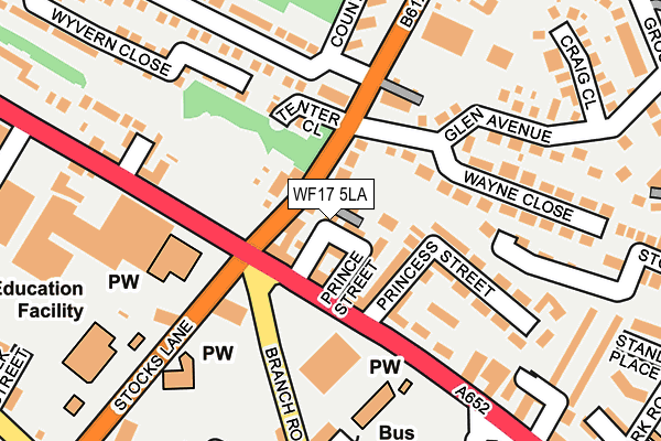 WF17 5LA map - OS OpenMap – Local (Ordnance Survey)