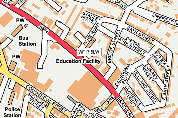 WF17 5LW map - OS OpenMap – Local (Ordnance Survey)