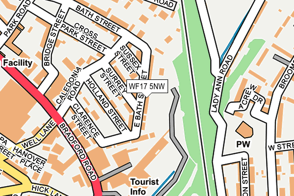 WF17 5NW map - OS OpenMap – Local (Ordnance Survey)