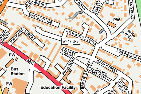 WF17 5PB map - OS OpenMap – Local (Ordnance Survey)