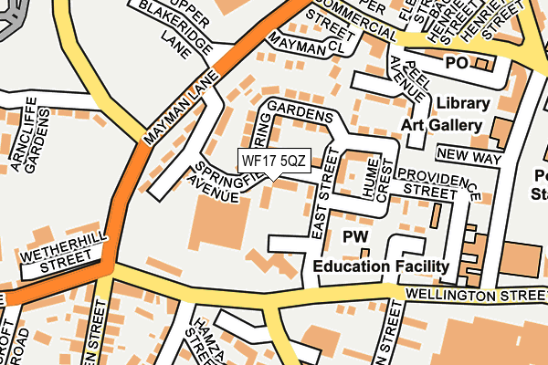 WF17 5QZ map - OS OpenMap – Local (Ordnance Survey)