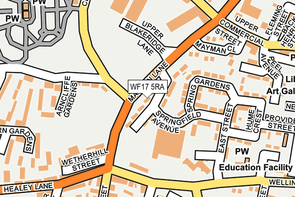 WF17 5RA map - OS OpenMap – Local (Ordnance Survey)