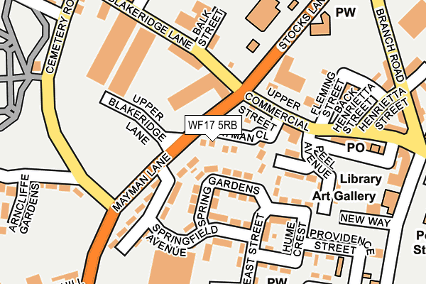 WF17 5RB map - OS OpenMap – Local (Ordnance Survey)