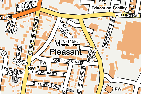 WF17 5RU map - OS OpenMap – Local (Ordnance Survey)