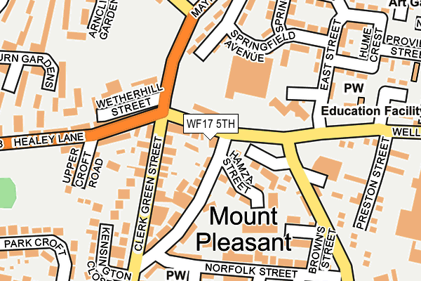 WF17 5TH map - OS OpenMap – Local (Ordnance Survey)