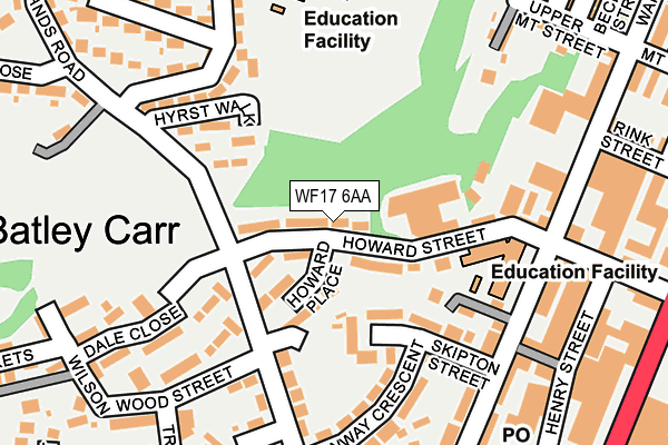 WF17 6AA map - OS OpenMap – Local (Ordnance Survey)