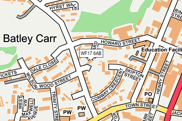 WF17 6AB map - OS OpenMap – Local (Ordnance Survey)