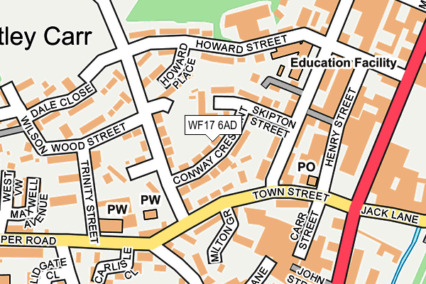 WF17 6AD map - OS OpenMap – Local (Ordnance Survey)