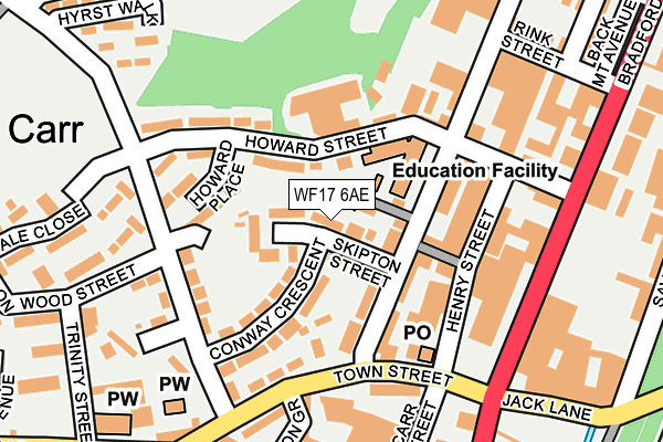 WF17 6AE map - OS OpenMap – Local (Ordnance Survey)