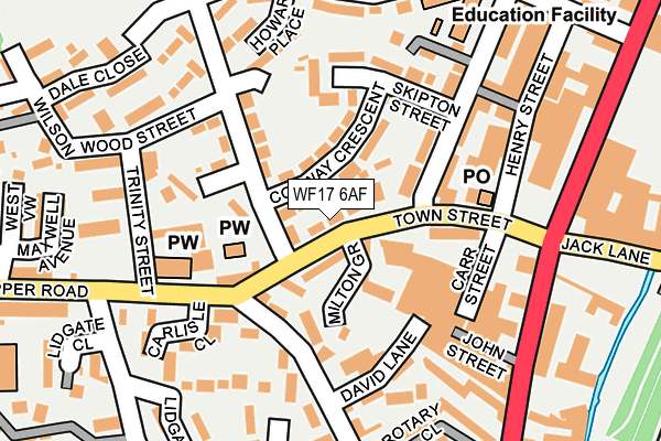 WF17 6AF map - OS OpenMap – Local (Ordnance Survey)